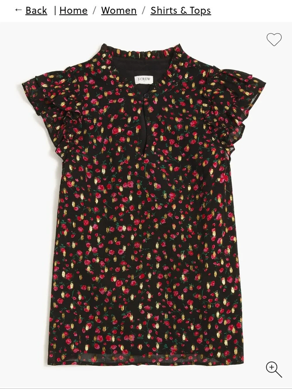 J.CREW Ruffleneck Flutter Sleeve Top - Women's Size XL